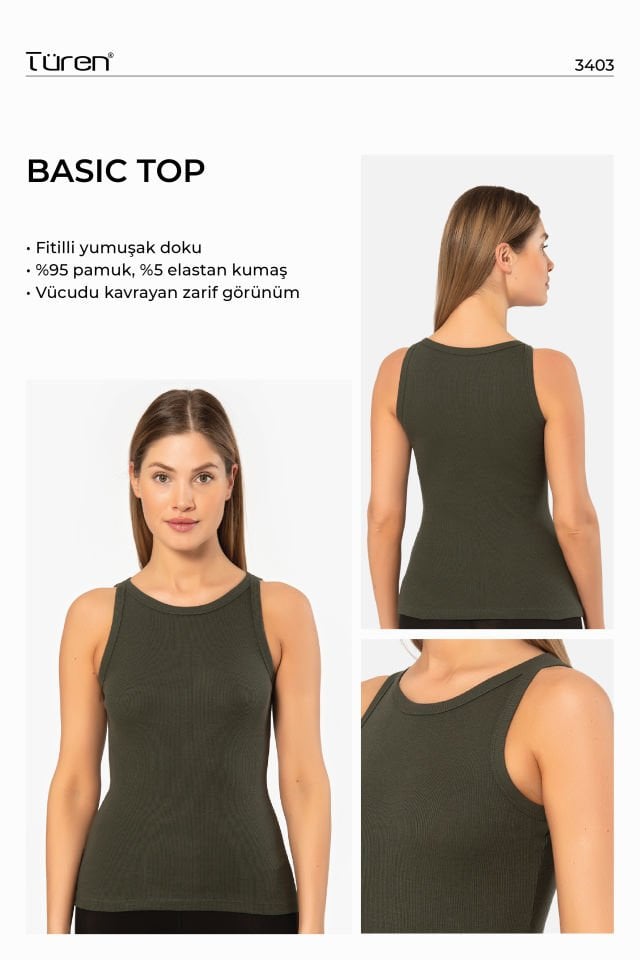 Kadın Halter Yaka Fitilli Atlet