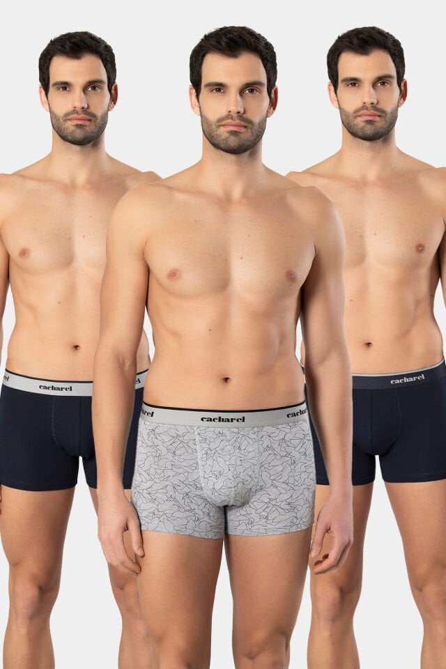 Cacharel Erkek Desenli Likrali Boxer 3'lü Paket