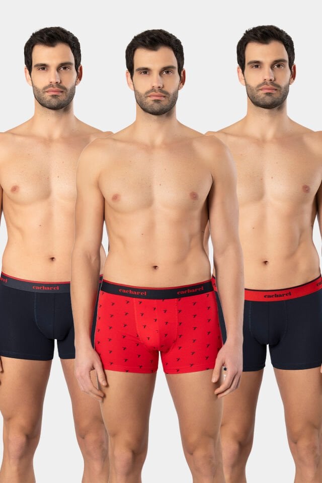 Cacharel Erkek Desenli Likralı Boxer 3'lü Paket