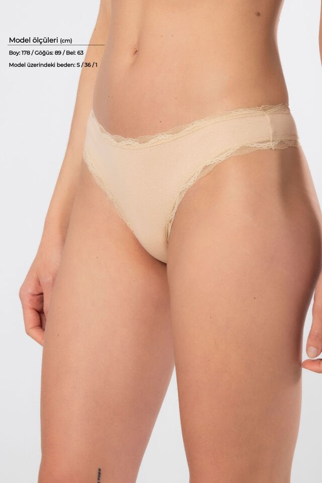 Türen Kadin Likrali Ribana Dantelli String 2'li Paket