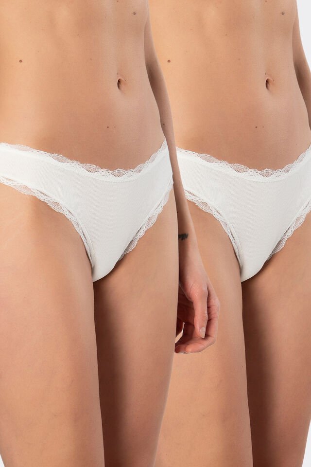 Türen Kadın Likralı Ribana Dantelli String 2'li Paket