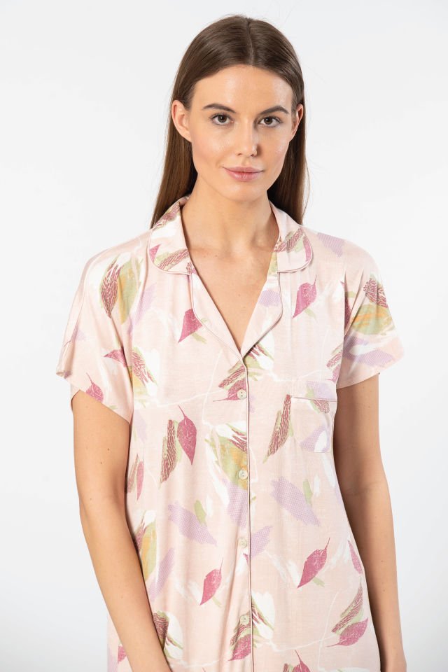 Türen Kadin Erkek Yaka Gecelik