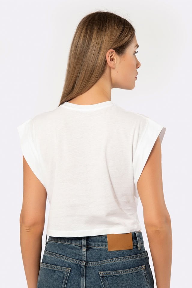 Türen Kadin Vatka Görünümlü Crop T-shirt