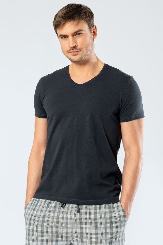 Cacharel Erkek V Yaka Likrali T-shirt