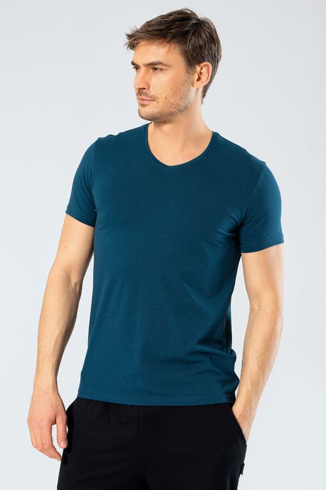 Cacharel Erkek V Yaka Likrali T-shirt