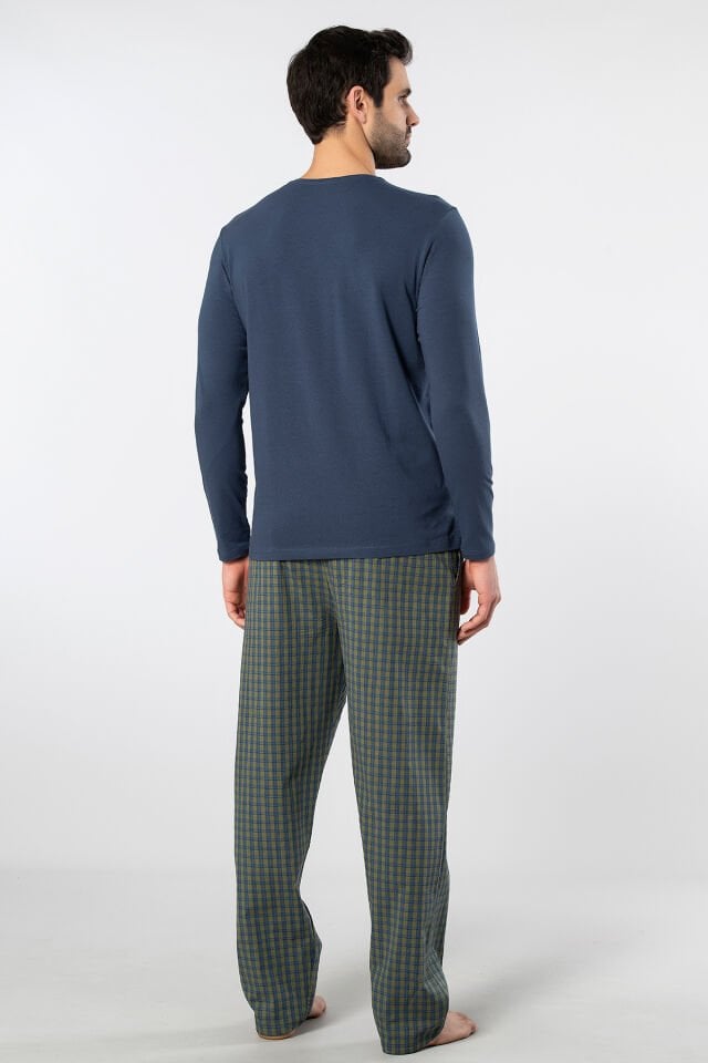Cacharel Erkek Poplin O Yaka Uzun Kollu Pijama Takımı