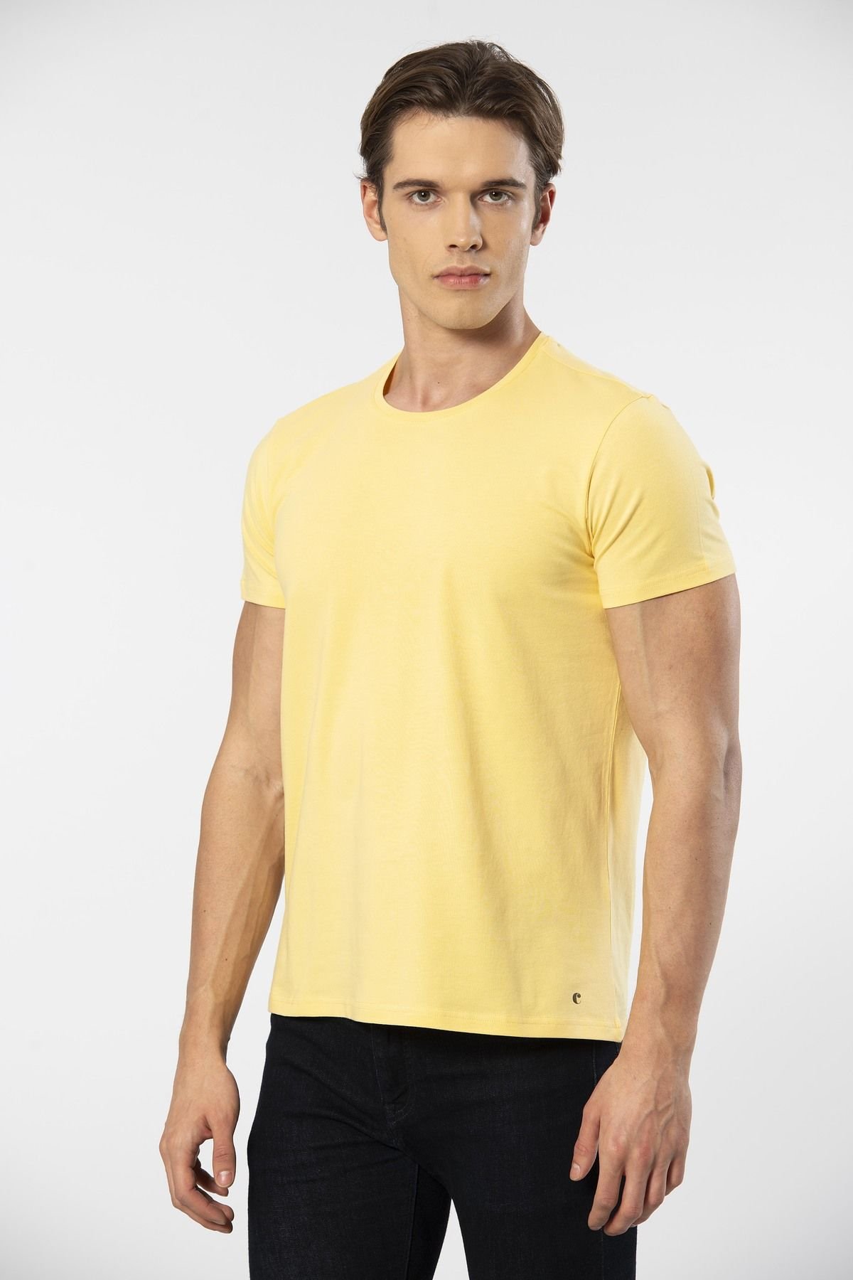 Cacharel Erkek Bisiklet Yaka Likrali T-shirt