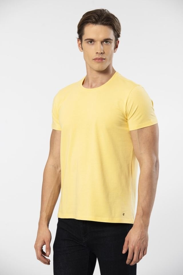 Cacharel Erkek Bisiklet Yaka Likralı T-shirt