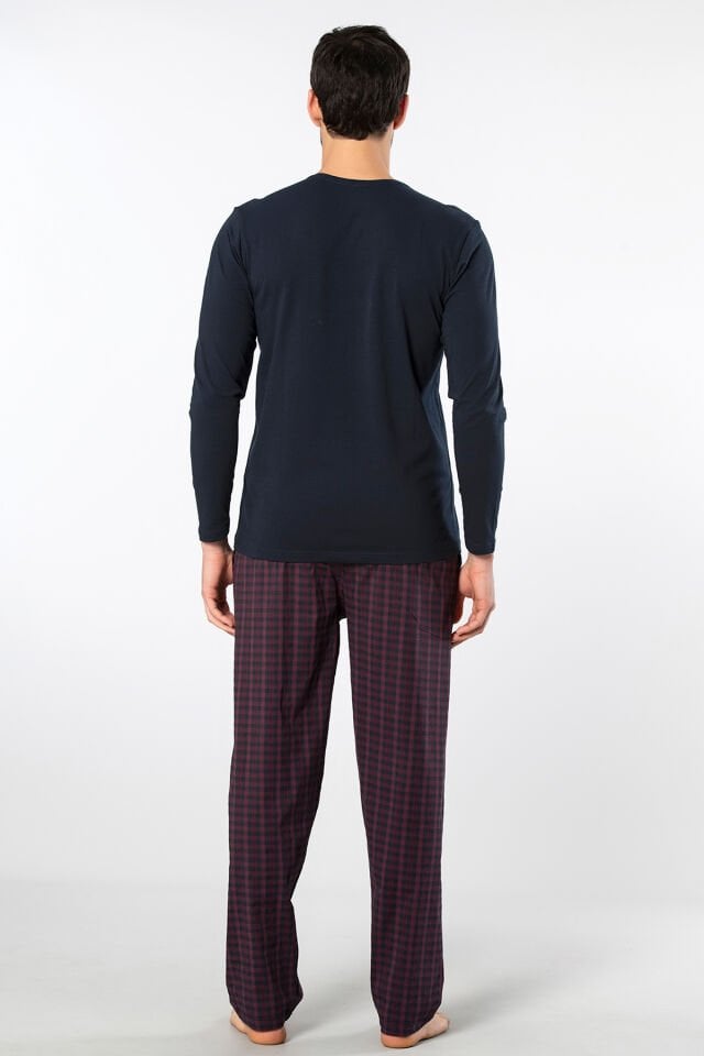 Cacharel Erkek Poplin O Yaka Uzun Kollu Pijama Takımı
