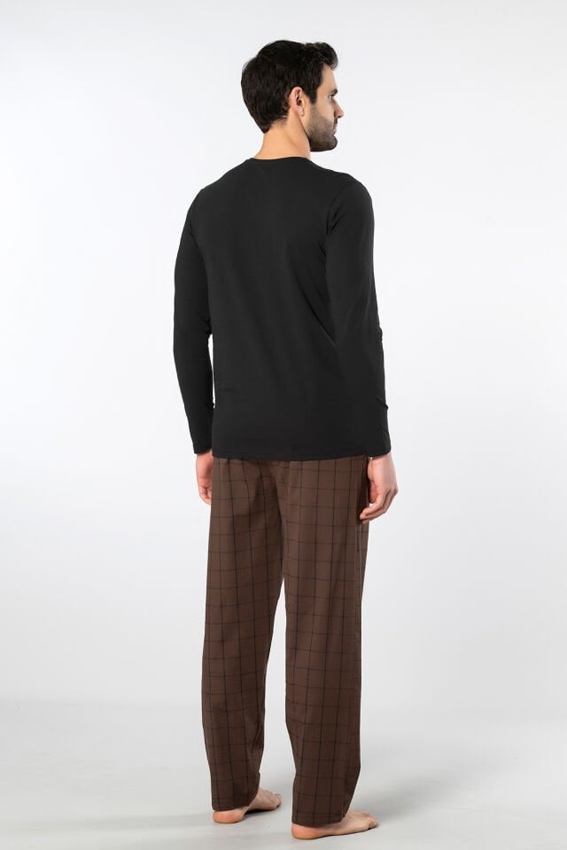 Cacharel Erkek Poplin O Yaka Uzun Kollu Pijama Takimi