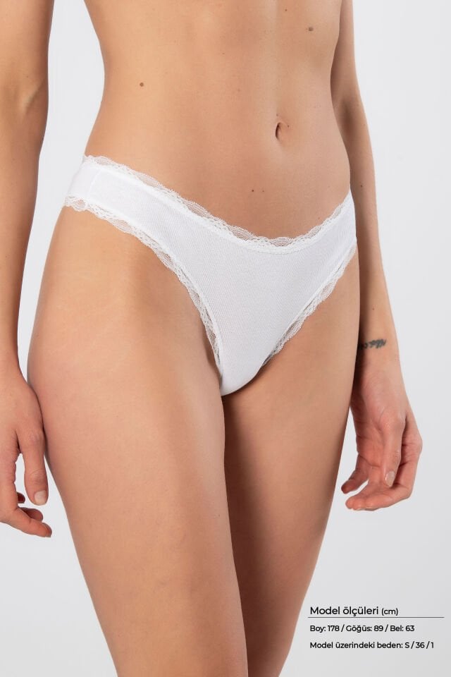 Türen Kadın Likralı Ribana Dantelli String 2'li Paket