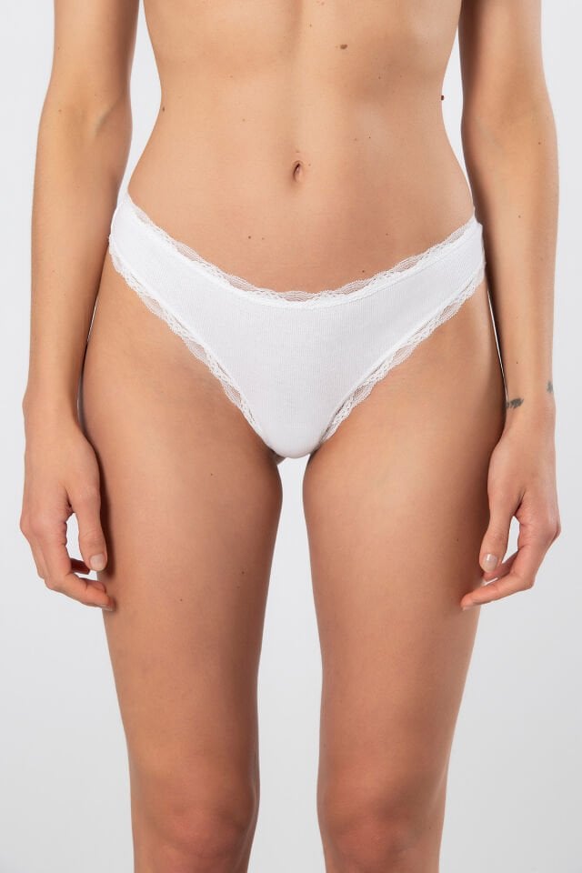 Türen Kadın Likralı Ribana Dantelli String 2'li Paket