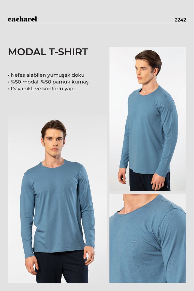 Cacharel Erkek Modal Pamuk Bisiklet Yaka T-shirt