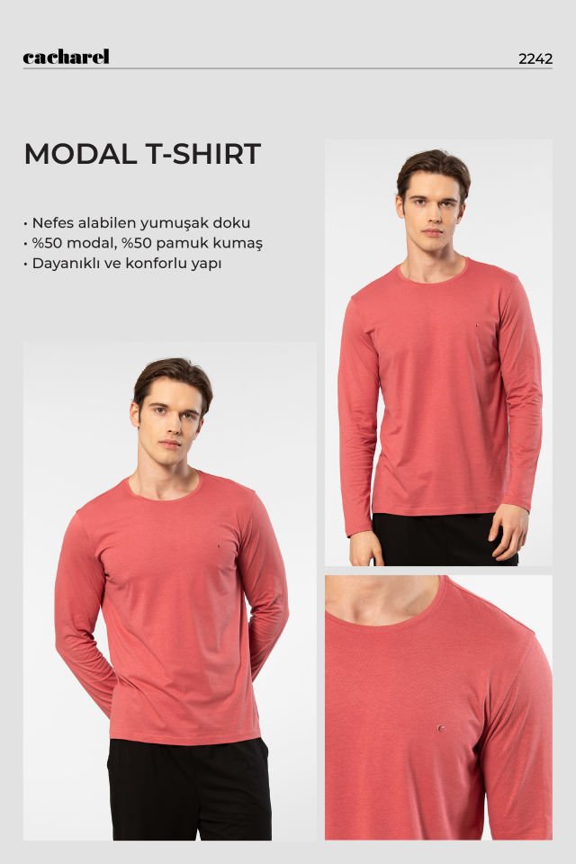 Cacharel Erkek Modal Pamuk Bisiklet Yaka T-shirt