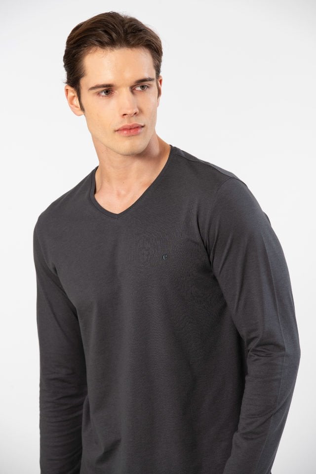 Cacharel Erkek Modal Pamuk V Yaka T-shirt