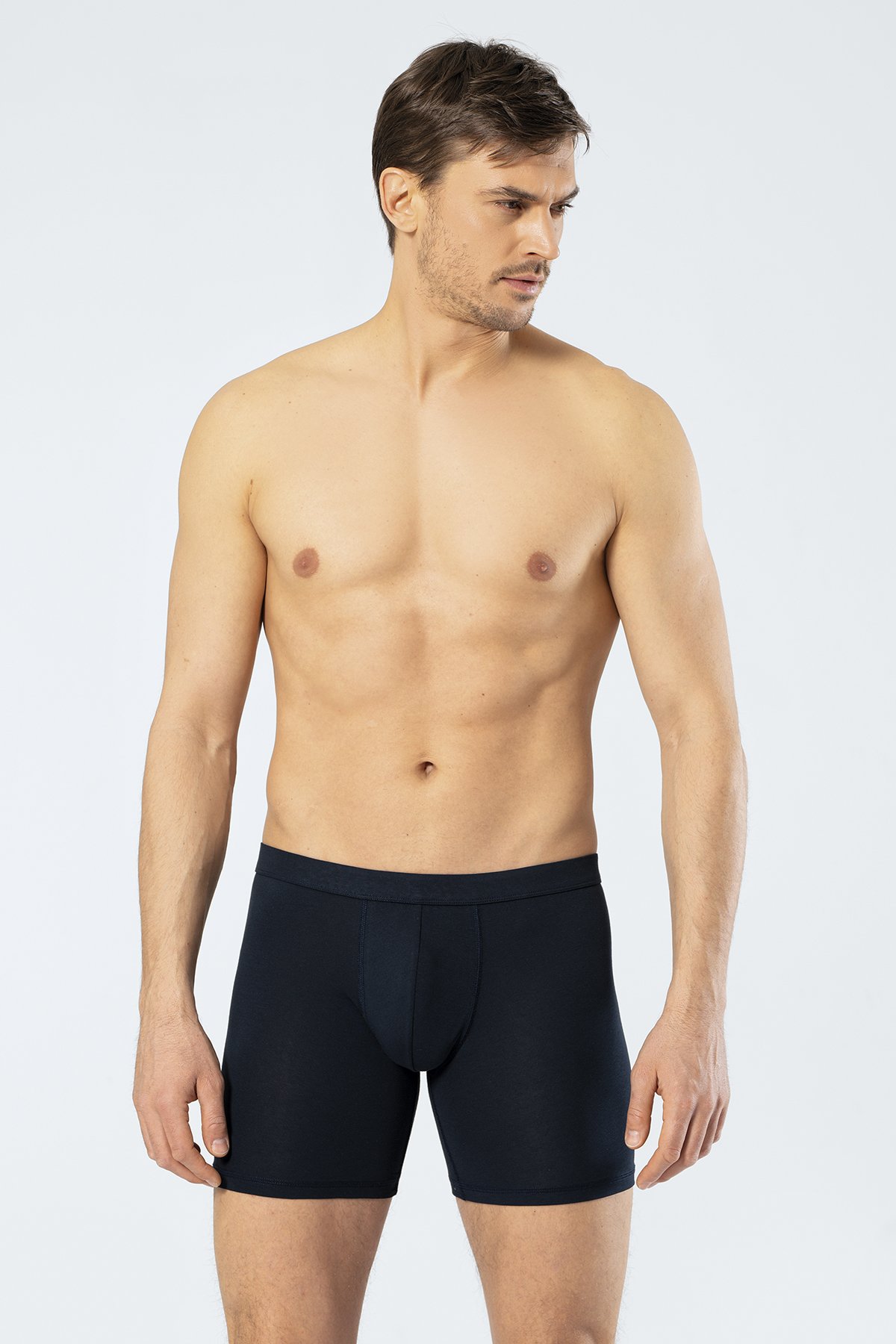 Cacharel Erkek Likralı Uzun Boxer (Bel Bantlı) Lacivert - L