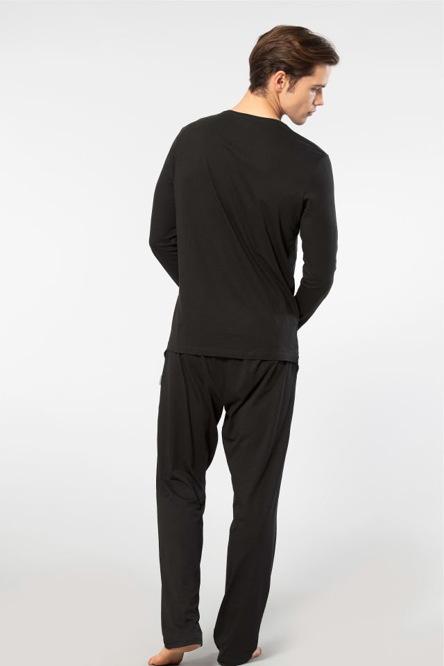 Cacharel Erkek V Yaka Uzun Kollu Modal Pijama Takımı