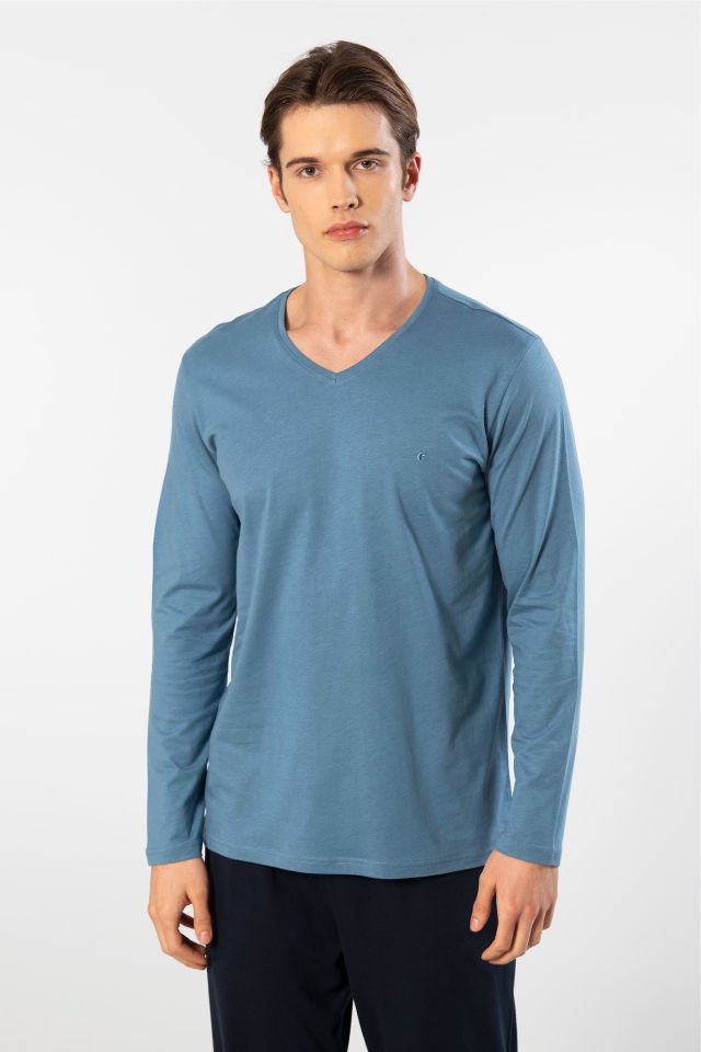 Cacharel Erkek V Yaka Uzun Kollu Modal Pijama Takimi