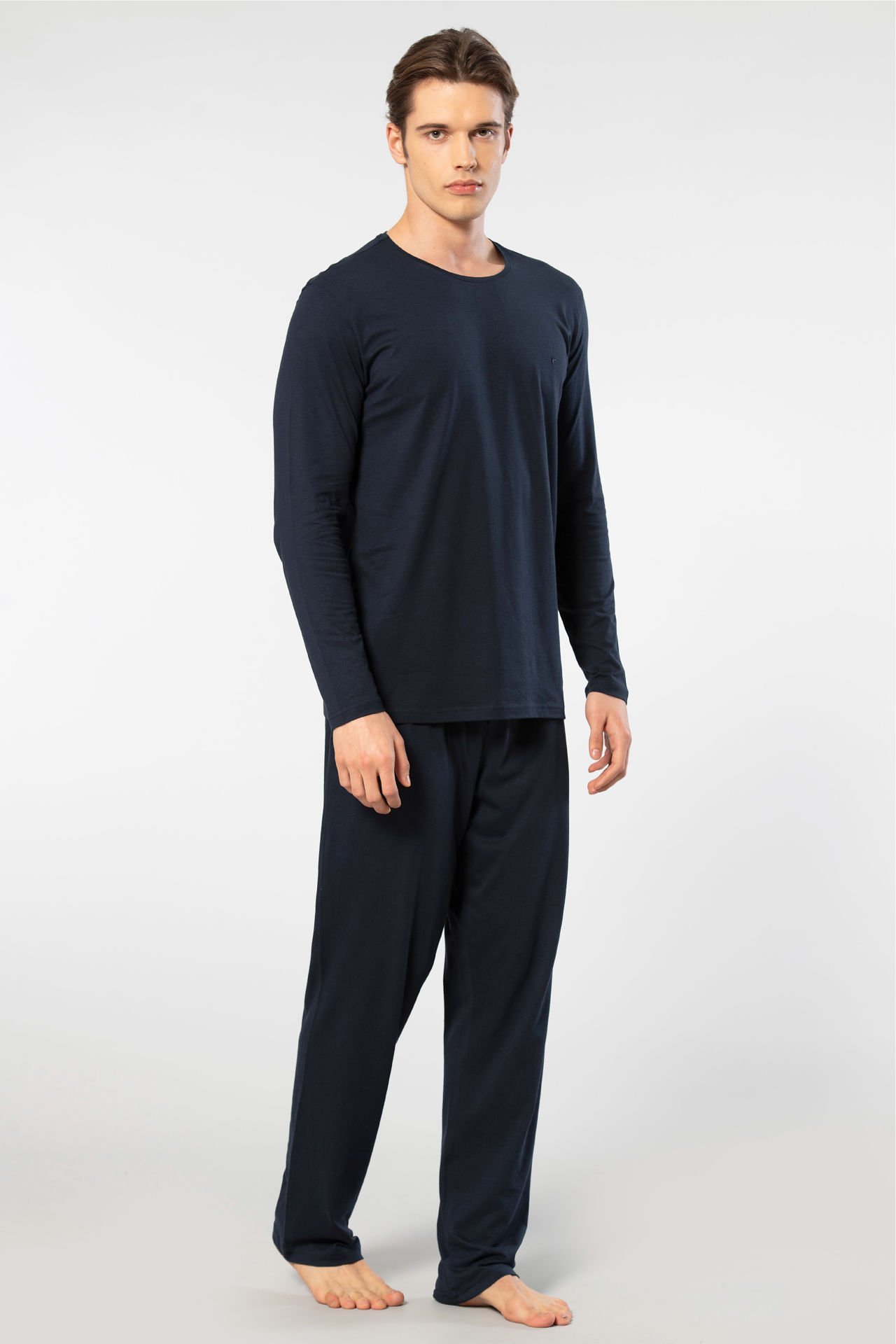 Cacharel Erkek Bisiklet Yaka Uzun Kollu Modal Pijama Takımı
