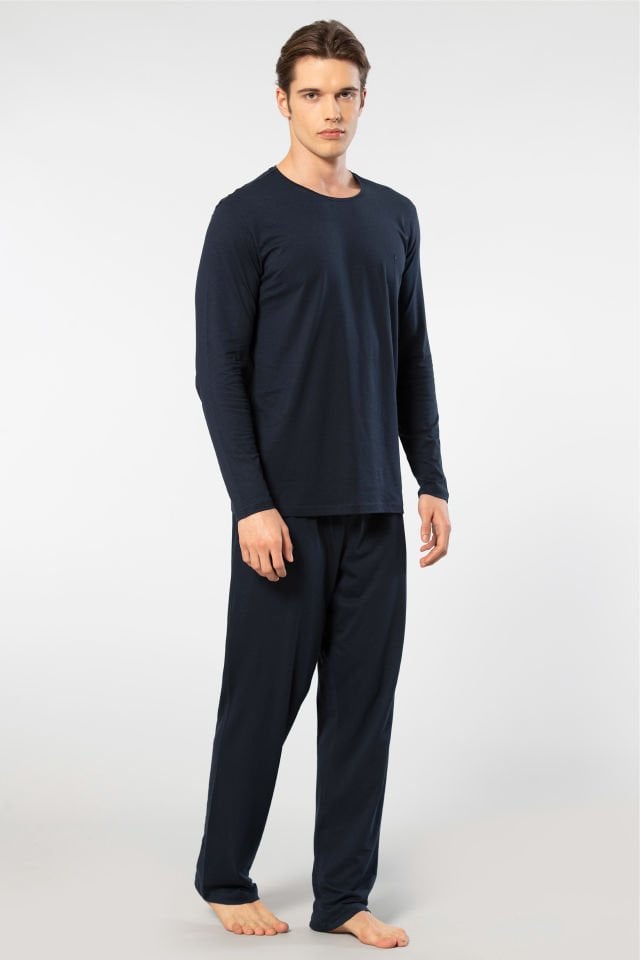Cacharel Erkek Bisiklet Yaka Uzun Kollu Modal Pijama Takimi