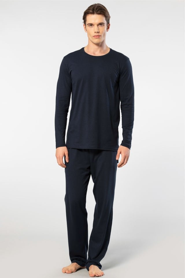 Cacharel Erkek Bisiklet Yaka Uzun Kollu Modal Pijama Takımı