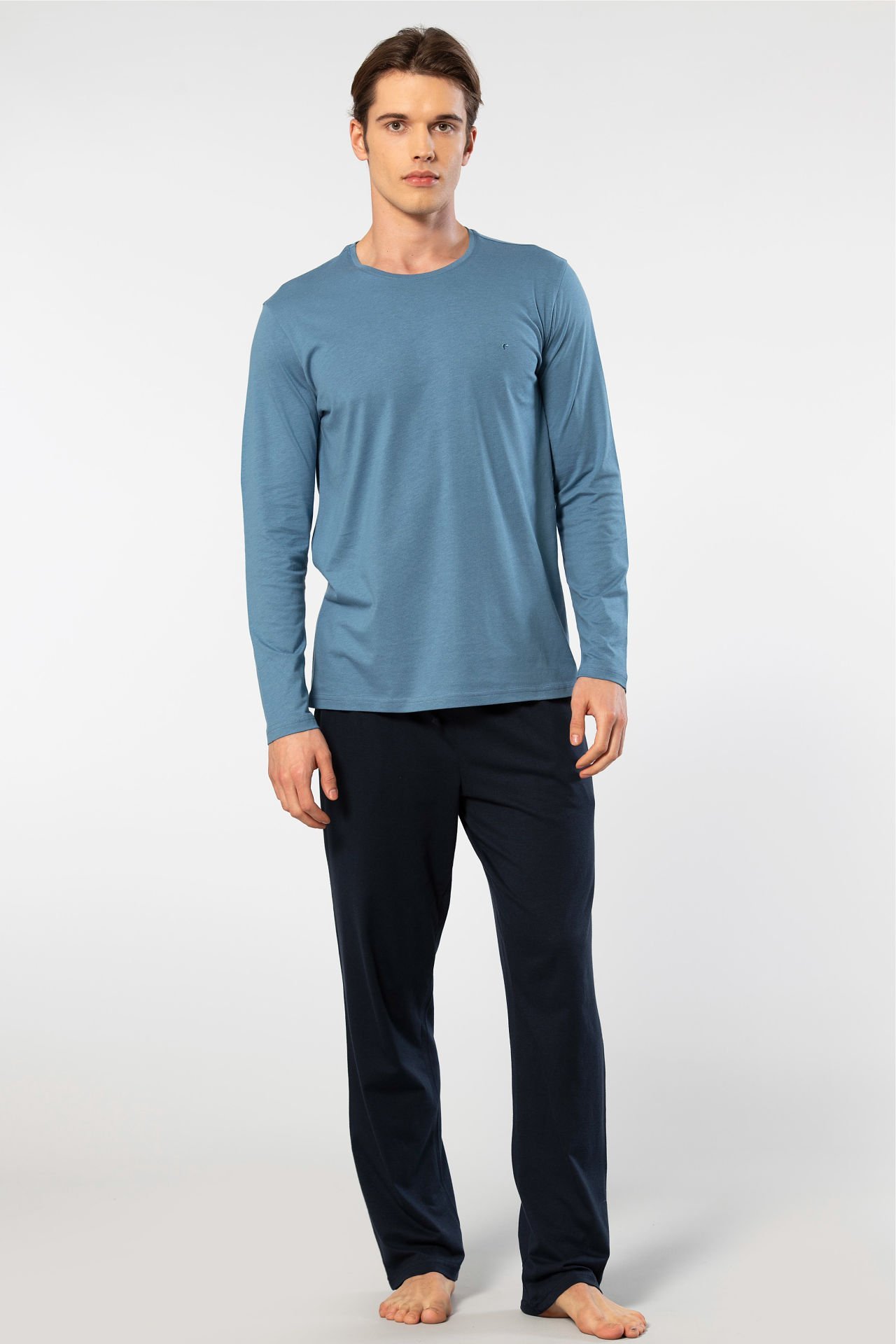 Cacharel Erkek Bisiklet Yaka Uzun Kollu Modal Pijama Takımı