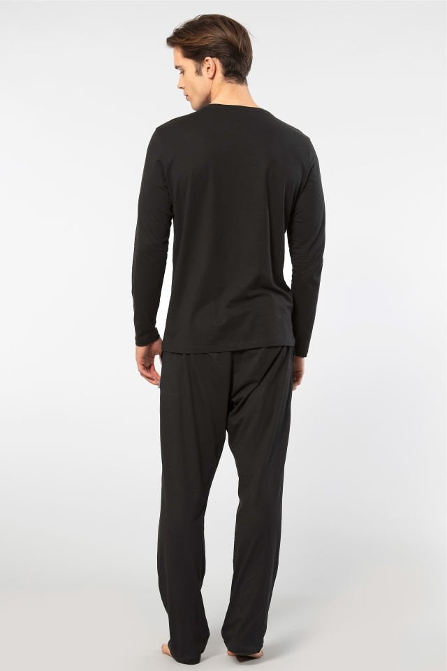 Cacharel Erkek Bisiklet Yaka Uzun Kollu Modal Pijama Takımı