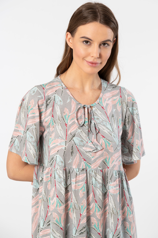 Türen Çiçek Desenli Kısa Kollu Elbise