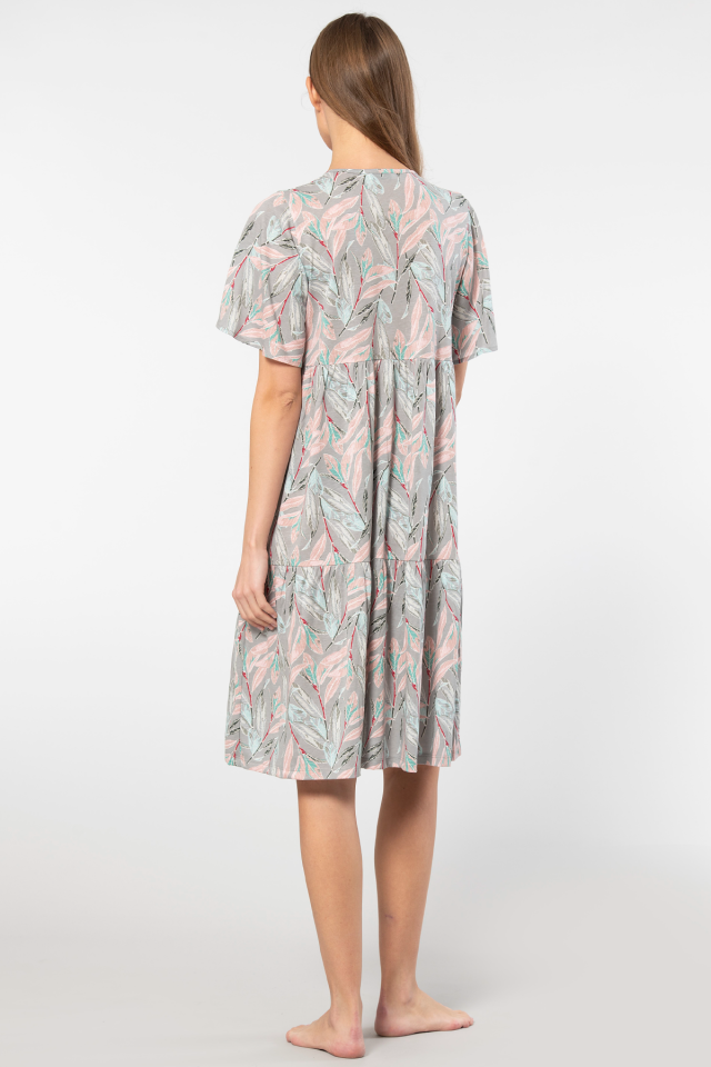 Türen Çiçek Desenli Kısa Kollu Elbise