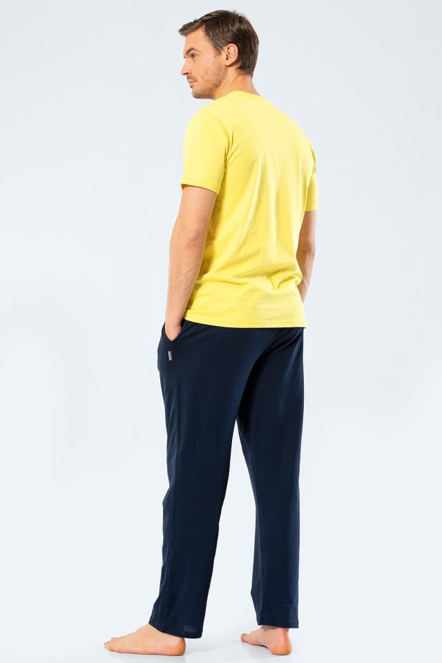 Türen Erkek Baskılı V Yaka Pantolon Pijama Takım