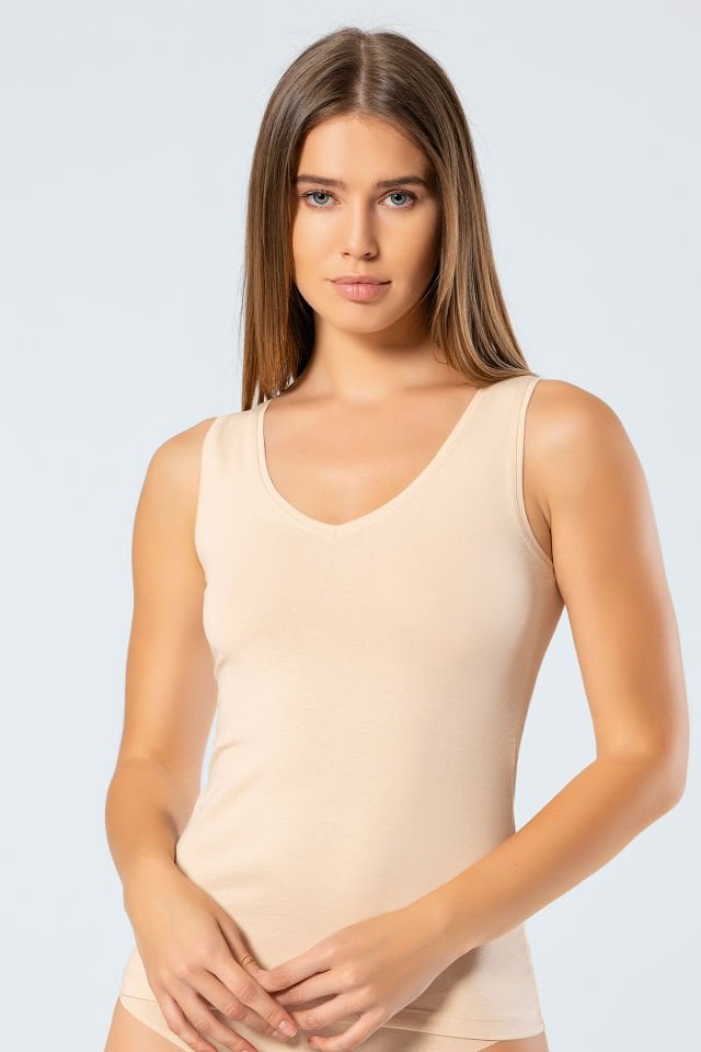 Türen Kadin Askili V Yaka Likrali Pamuklu Atlet