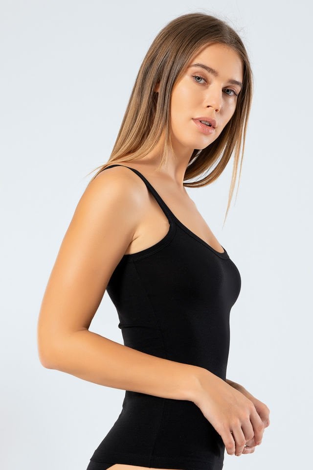 Türen Kadin Ip Askili Likrali Pamuklu Atlet