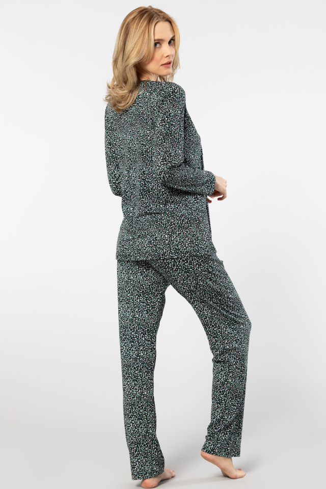 Türen Çiçek Desenli Uzun Kollu Patli Pijama Takimi