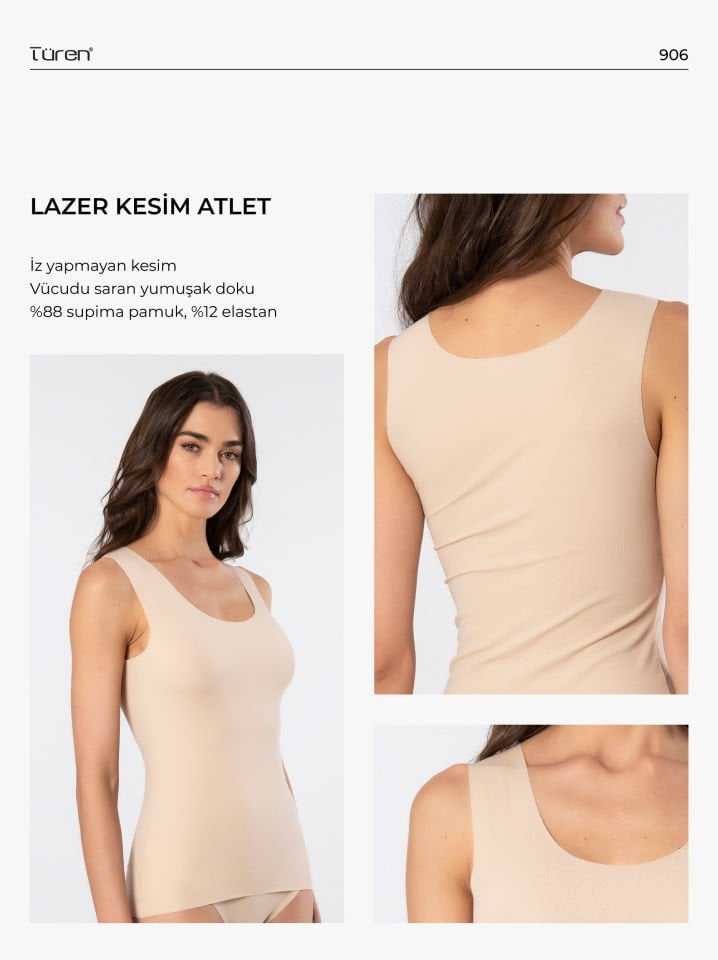 Türen Kadin Lazer Kesim Pamuklu Atlet